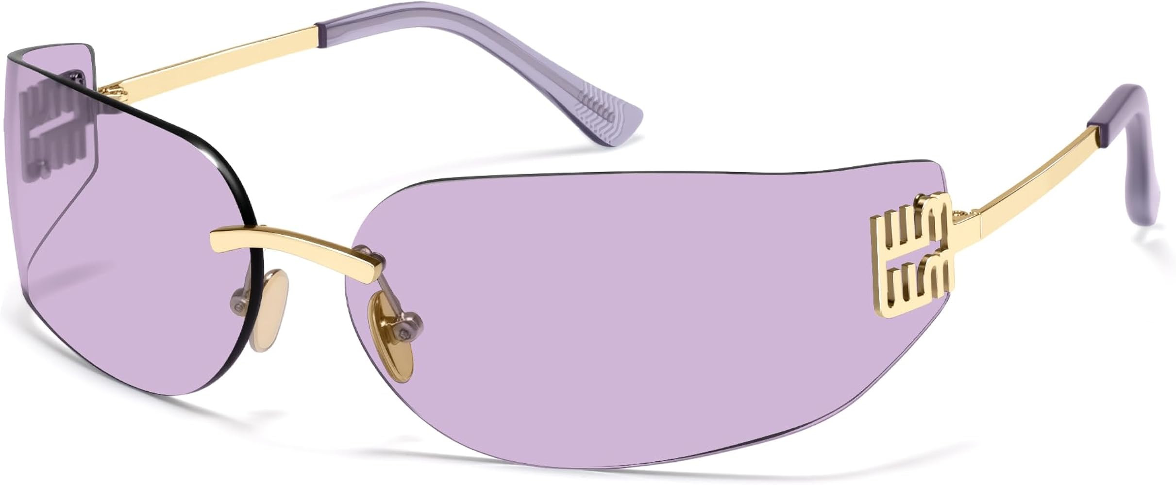 VANLINKER Y2K 90s Sunglasses for Women Trendy Wrap Around Rimless Frame Fashion Rectangle Tinted ... | Amazon (US)