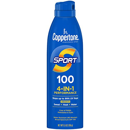 Coppertone SPORT Sunscreen Spray SPF 100, Water Resistant, Continuous Spray Sunscreen, Broad Spectrum SPF 100 Sunscreen, 5.5 Oz Spray | Amazon (US)