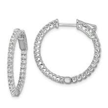 Sterling Silver RhodiumPlated Stone mm Cubic Zirconia In And Out Round Hinged Hoop Earrings With Post Notch Lock Closure L In W In | SHEIN