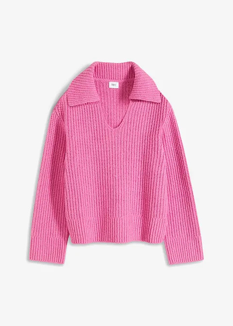 Kuscheliger Pullover in Ripp-Struktur - pink - Damen | bonprix | Bonprix DE