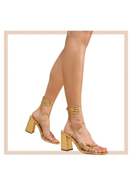 Gold strappy lace up high heeled sandals 

#LTKfindsunder100 #LTKstyletip #LTKshoecrush