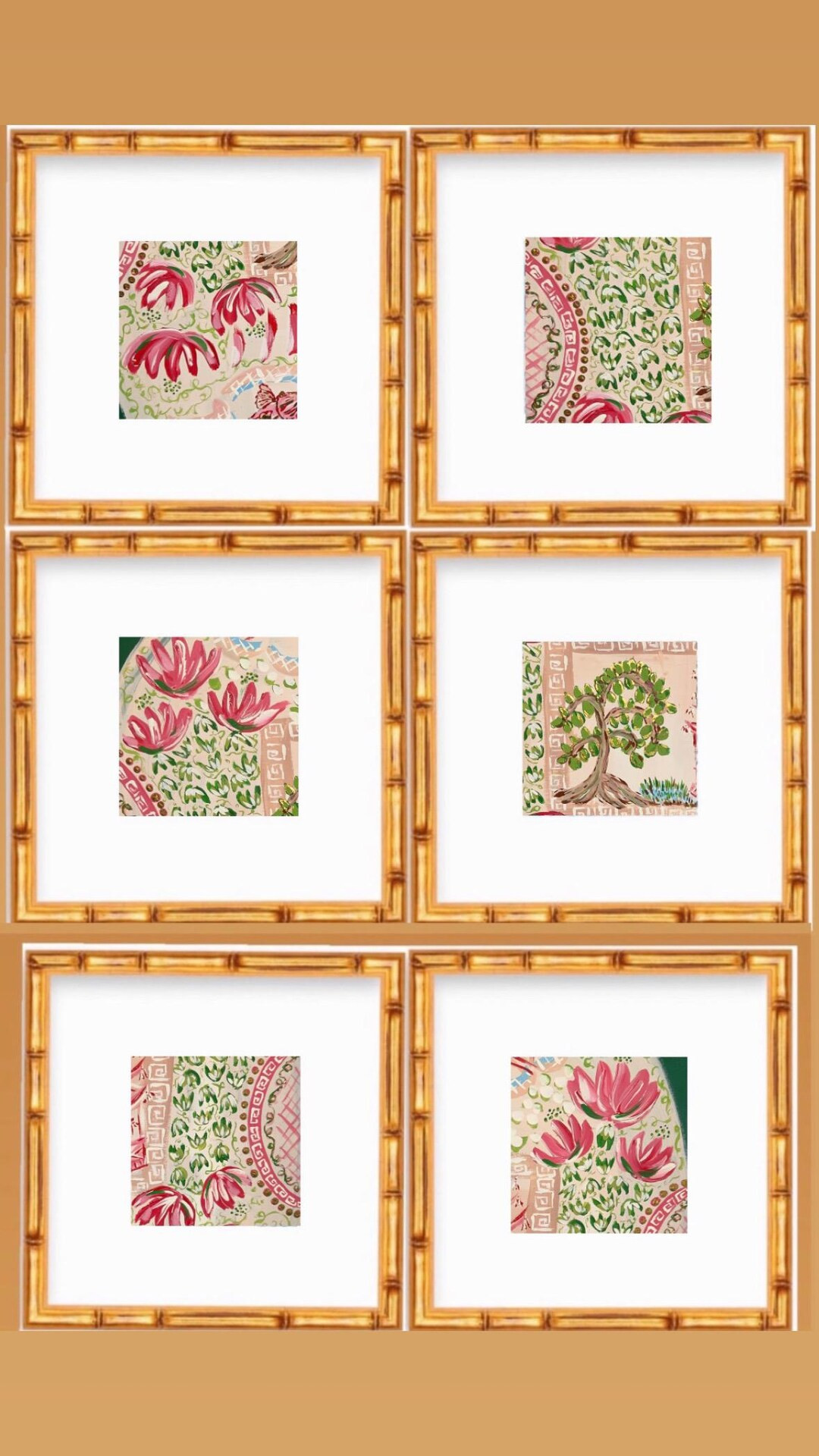 Framed Chinois Landscape Prints - Set of Four - Gilded Bamboo Frames | Etsy (US)