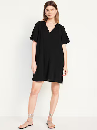 Crinkle Gauze Mini Swing Dress | Old Navy (US)