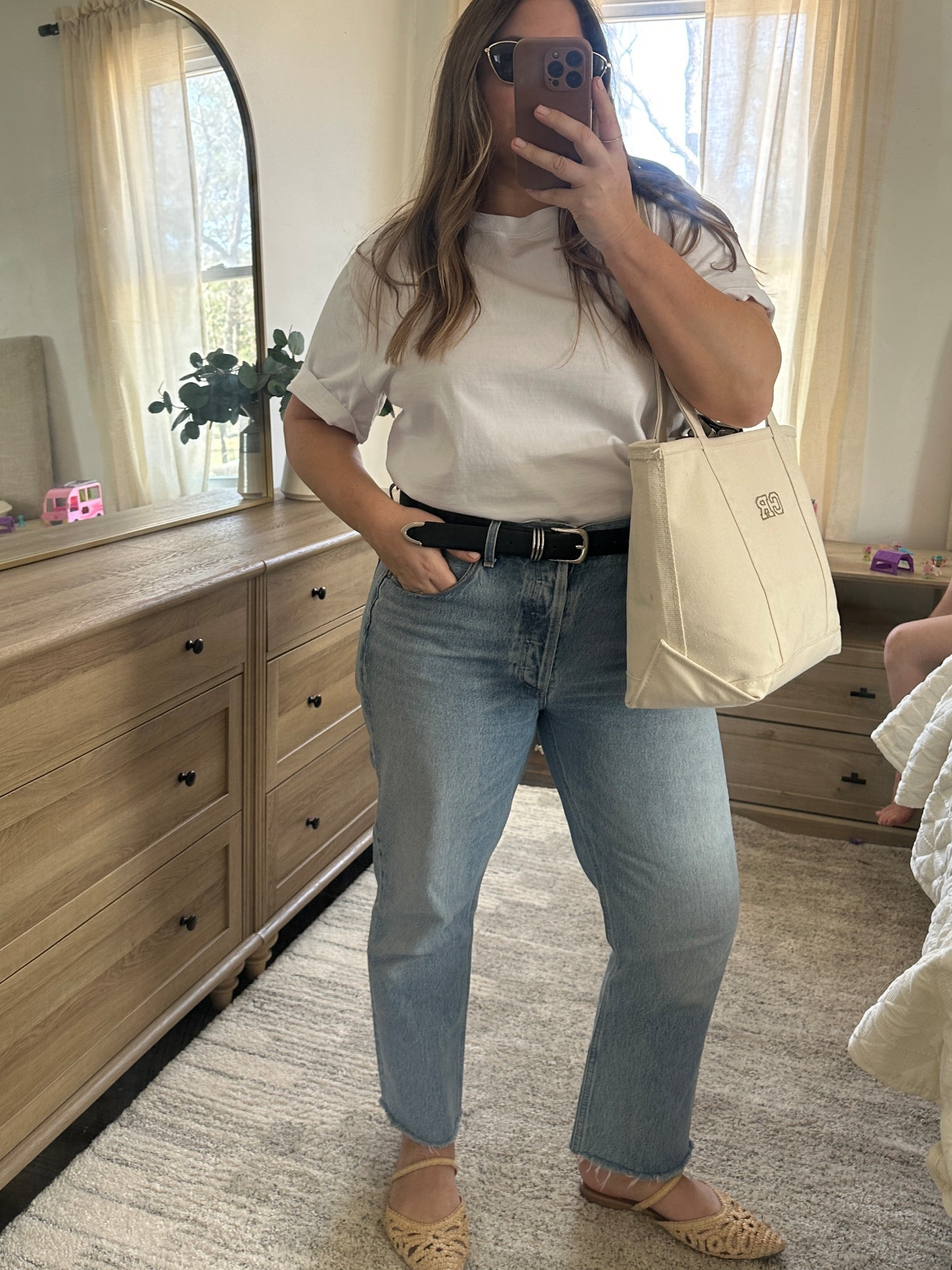 Tee - true to size runs roomy ( im in large and may try medium too but i like that large has extra room to tuck while still is nice untucked) 

Spring outfit
Spring outfits

Jeans are phasing out :( theyre the best if you can find this wash second hand! I linked similar in the new style with same wash from agolde and some levis options that are close.

Shoes are true to size but if you have super narrow feet may be roomy . 

My bag is natural on natural MEDIUM BAG with LONG handles and block initials in the tan color 

ll bean bag boat and tote
Canvas tote
Agolde jeans
Perfect white tee
Boxy tee
Crewneck tee tshirt 

#LTKPetite #LTKStyleTip #LTKSeasonal