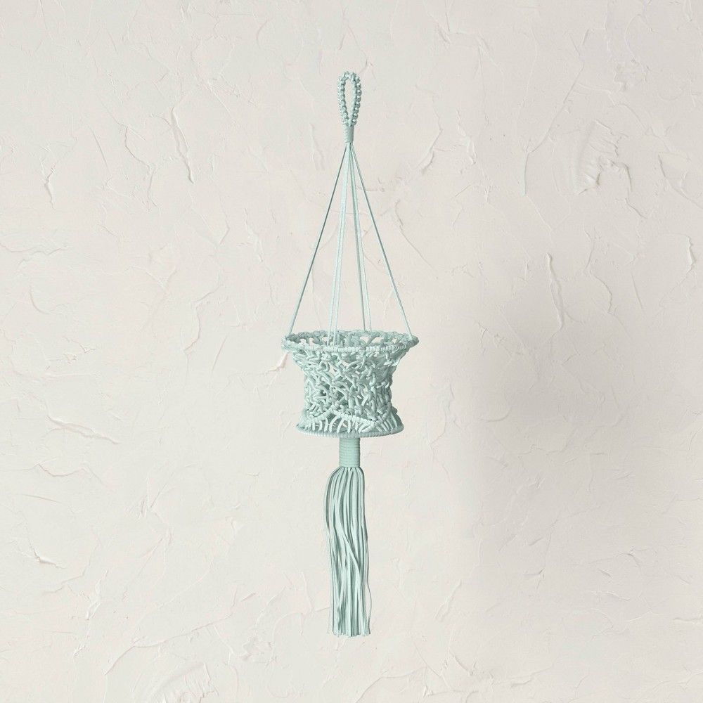 35"" Hanging Macramé Basket Planter Holder Mint Green - Opalhouse designed with Jungalow | Target