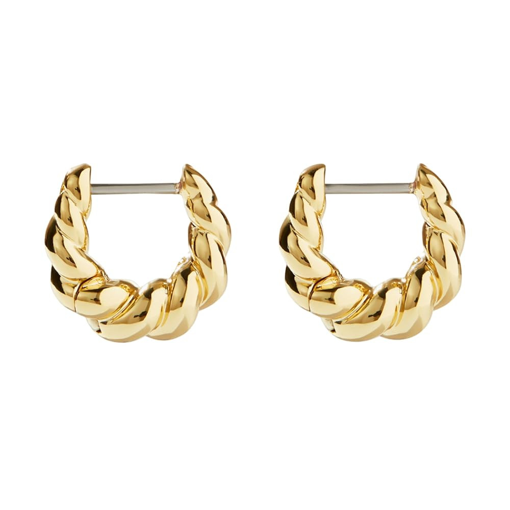 Ana Luisa Gold Earrings - Twisted Huggie Hoop Earrings for Women - 14K Gold Plated Braided Hoop E... | Amazon (US)