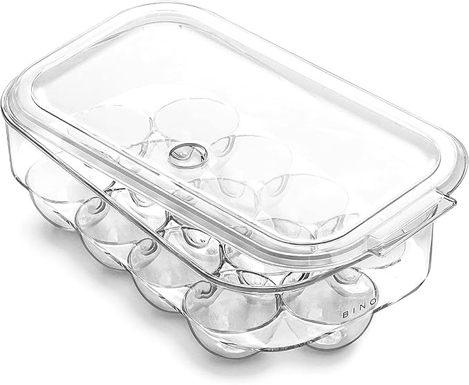 BINO Plastic Egg Container for Refrigerator - Clear, 13 Count, Sturdy, Durable | Amazon (US)