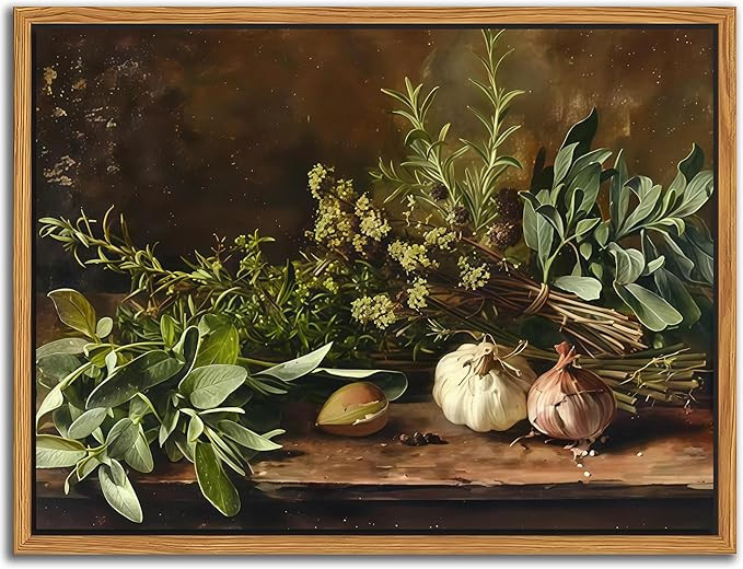 SAMHOU Floating Framed Canvas Wall Art, Vintage Aesthetic Kitchen Wall Decor, Nature Botanical Po... | Amazon (US)