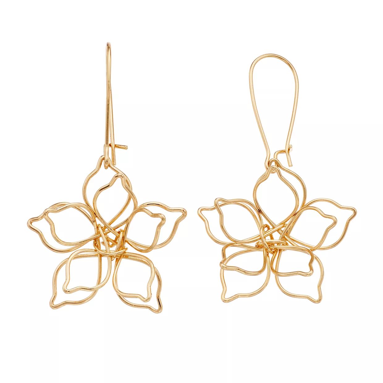 LC Lauren Conrad Gold Tone Open-Work Flower Drop Earrings | Kohl's