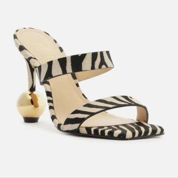 Zebra Print Heels with Gold Sphere. brazilian brand AREZZO. size 8 | Poshmark