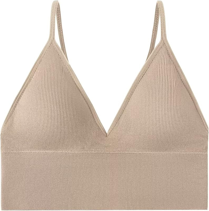 INIBUD Bralette for Women Workout Crop Tanks Top Yoga Sports Plunge Ribbed Cami Bra Seamless Long... | Amazon (US)