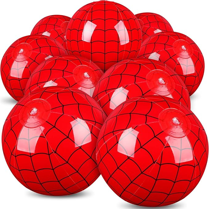12 Pack Spider Web Themed Beach Ball for Kids 7.87" Bulk for Summer Pool and Beach Game Gifts Blu... | Amazon (US)