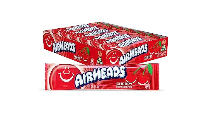 Airheads Candy, Individually Wrapped Full Size Bars, Cherry, Bulk Taffy, Non Melting, Party, 0.55... | Amazon (US)