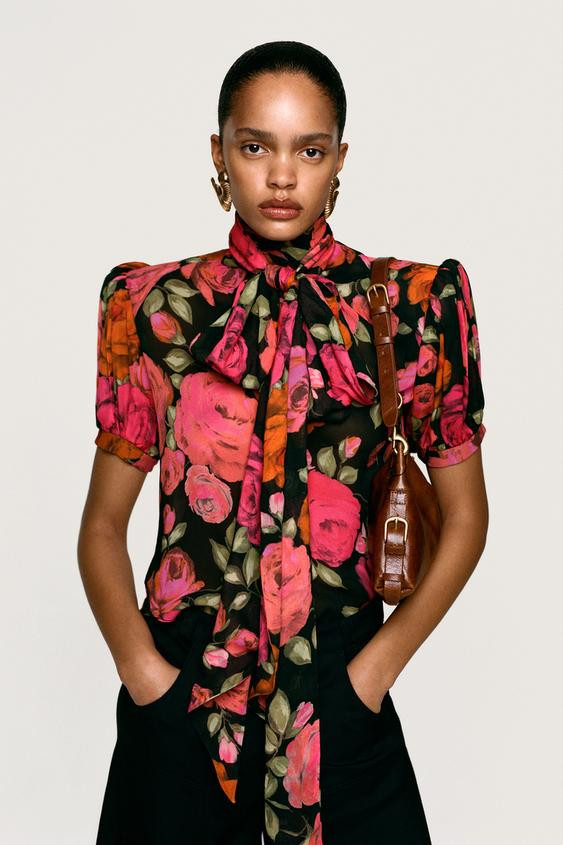 FLORAL SHOULDER PAD BLOUSE WILLY CHAVARRIA X ZARA | Zara US