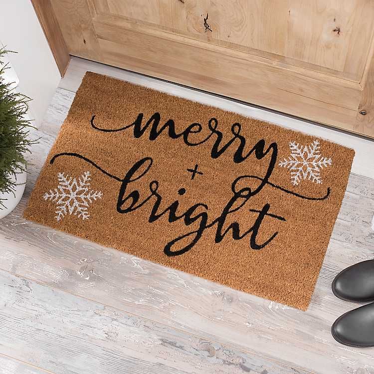 Merry and Bright Snowflakes Coir Doormat | Kirkland's Home