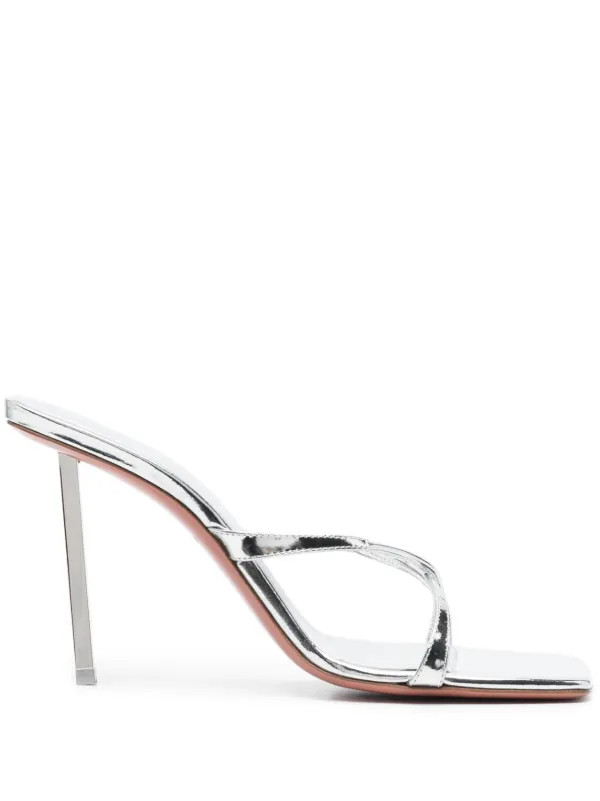 Amina Muaddi Adriana 110mm Metallic Mules - Farfetch | Farfetch Global