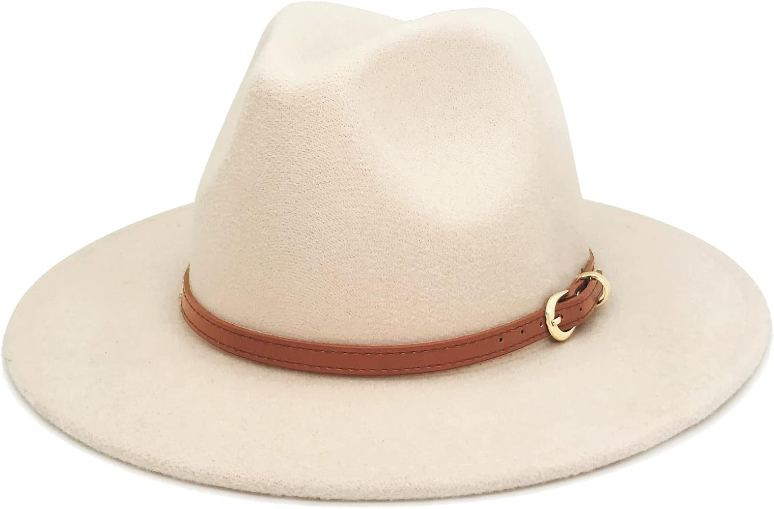 Lisianthus Women Classic Felt Fedora Wide Brim Hat with Belt Buckle | Amazon (US)