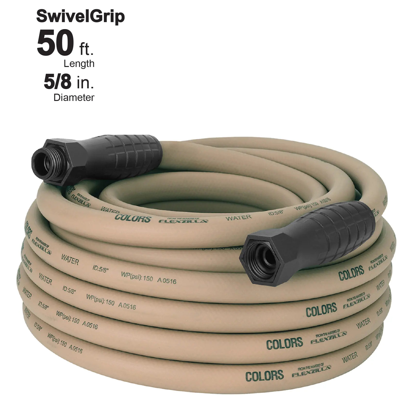 Flexzilla COLORS SwivelGrip 5/8-in x 50-ft Premium -Duty Kink Free Hybrid polymer Brown Hose | HFZC550BRS-E | Lowe's