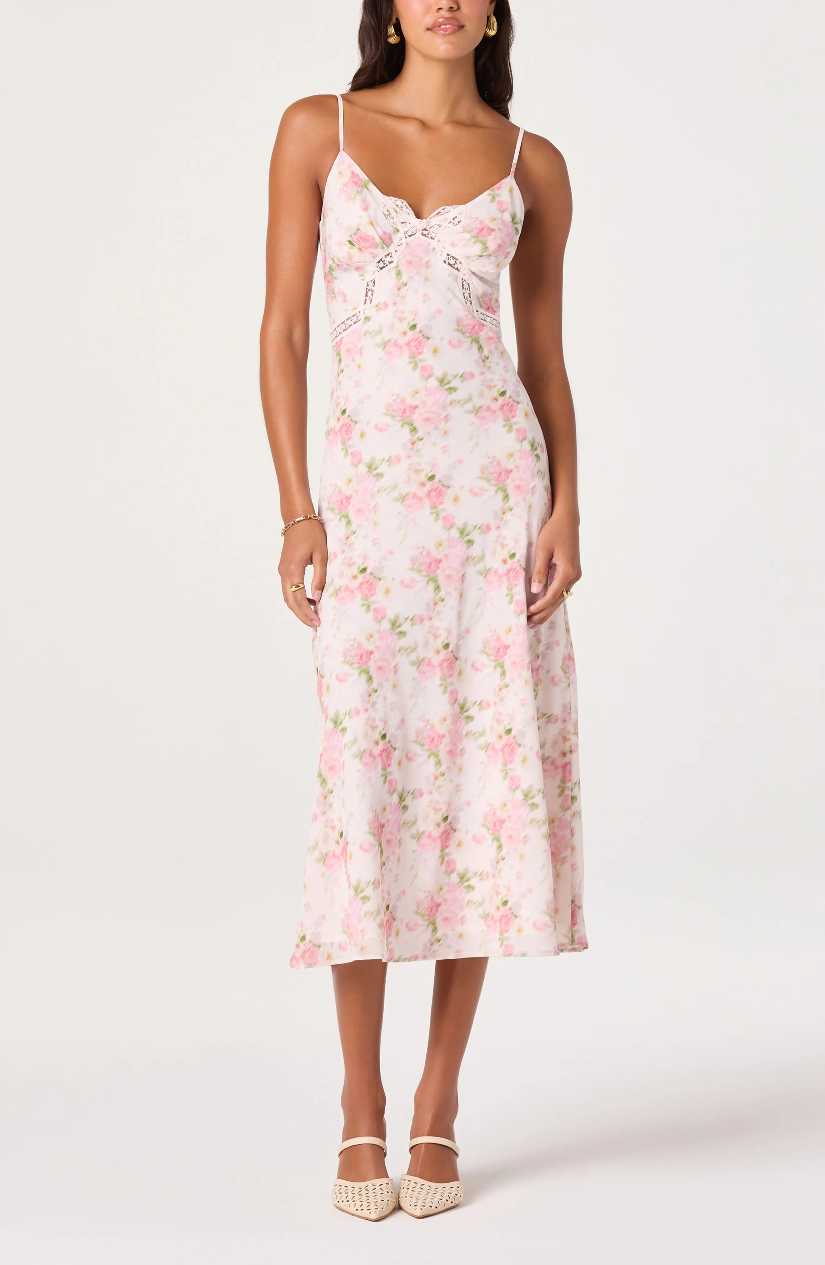 Liran Floral Lace Trim Midi Dress (Women) | Nordstrom | Nordstrom