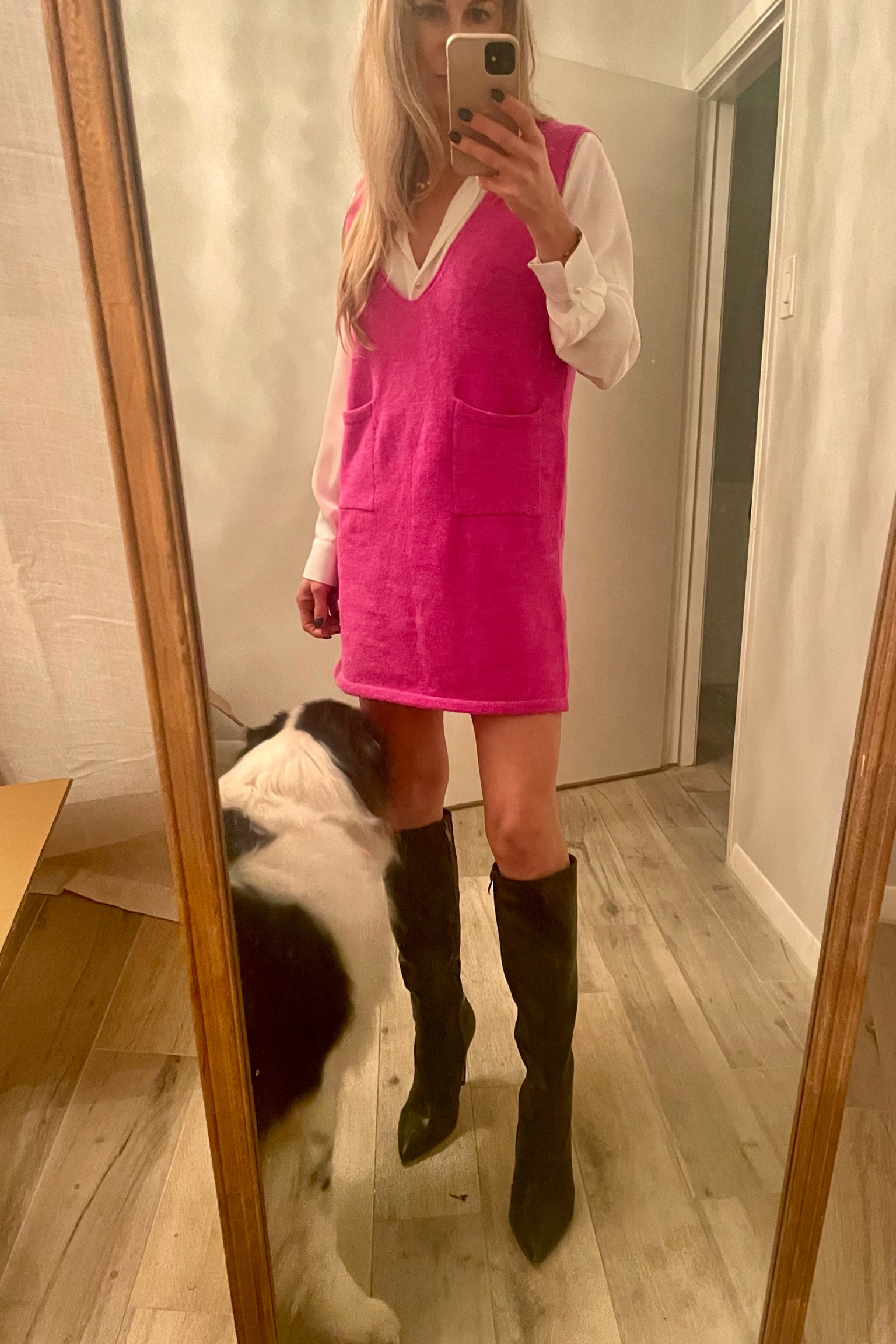 Brown Boots with Pink Dress