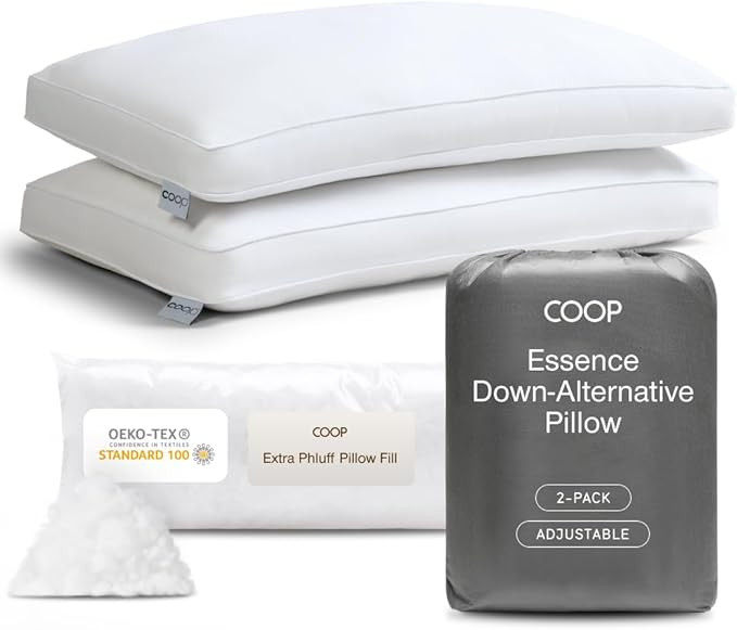 Coop Home Goods Essence Down Alternative Pillow Set of 2, Queen Size, Best Pillows for Sleeping, ... | Amazon (US)