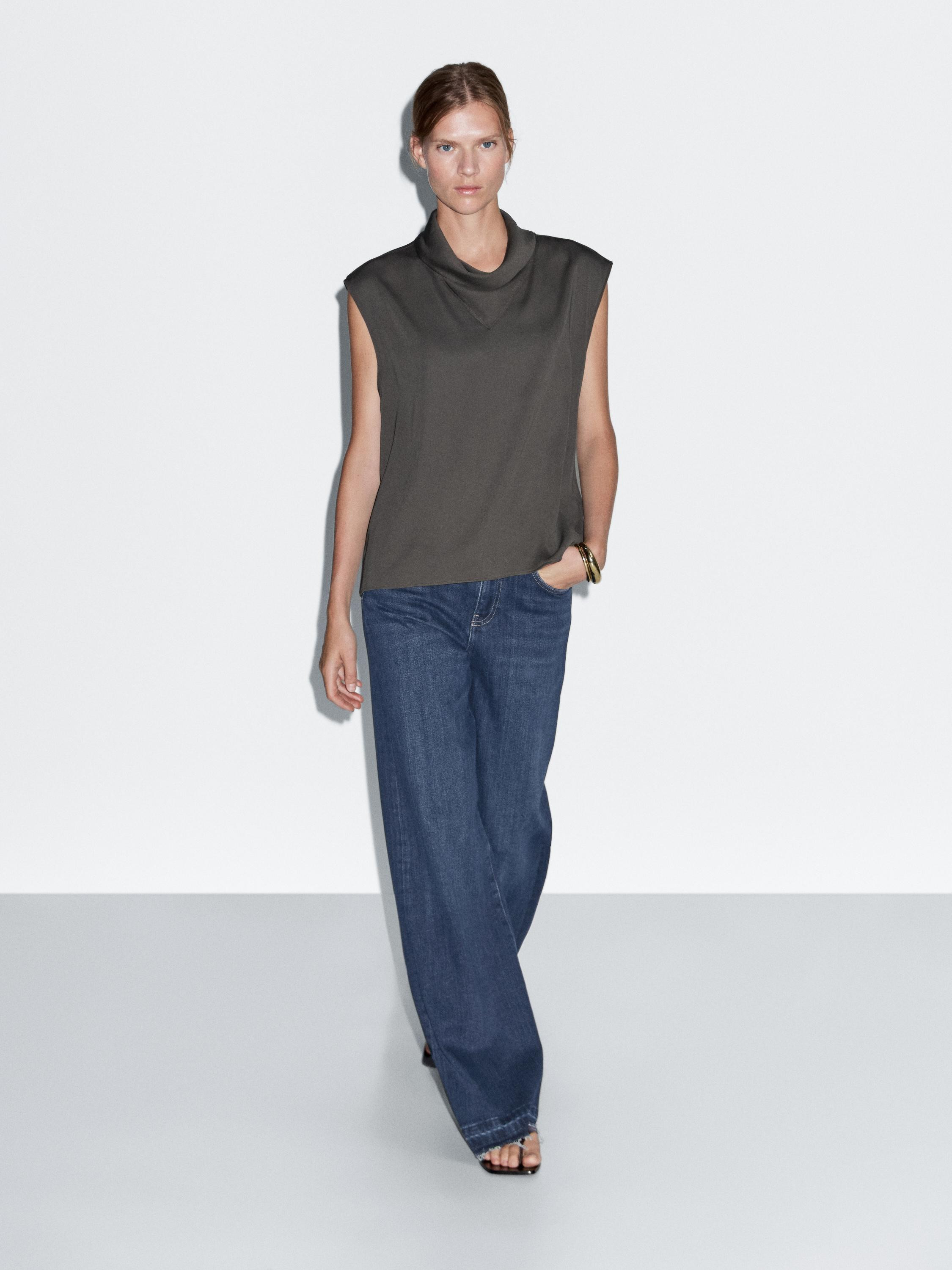 Jeans-Schlaghose mit halbhohem Bund | Massimo Dutti DE