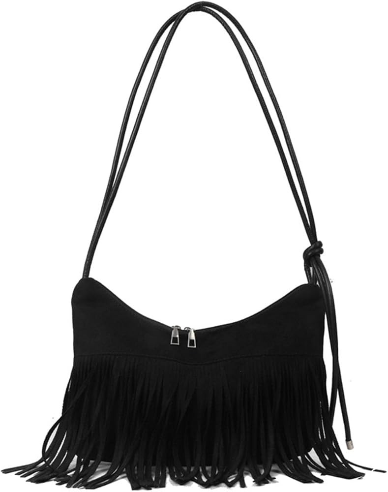 Vintage Fransen Handtasche Frauen Schultertasche mit Quasten Damen Wildleder Umhängetasche Weich... | Amazon (DE)