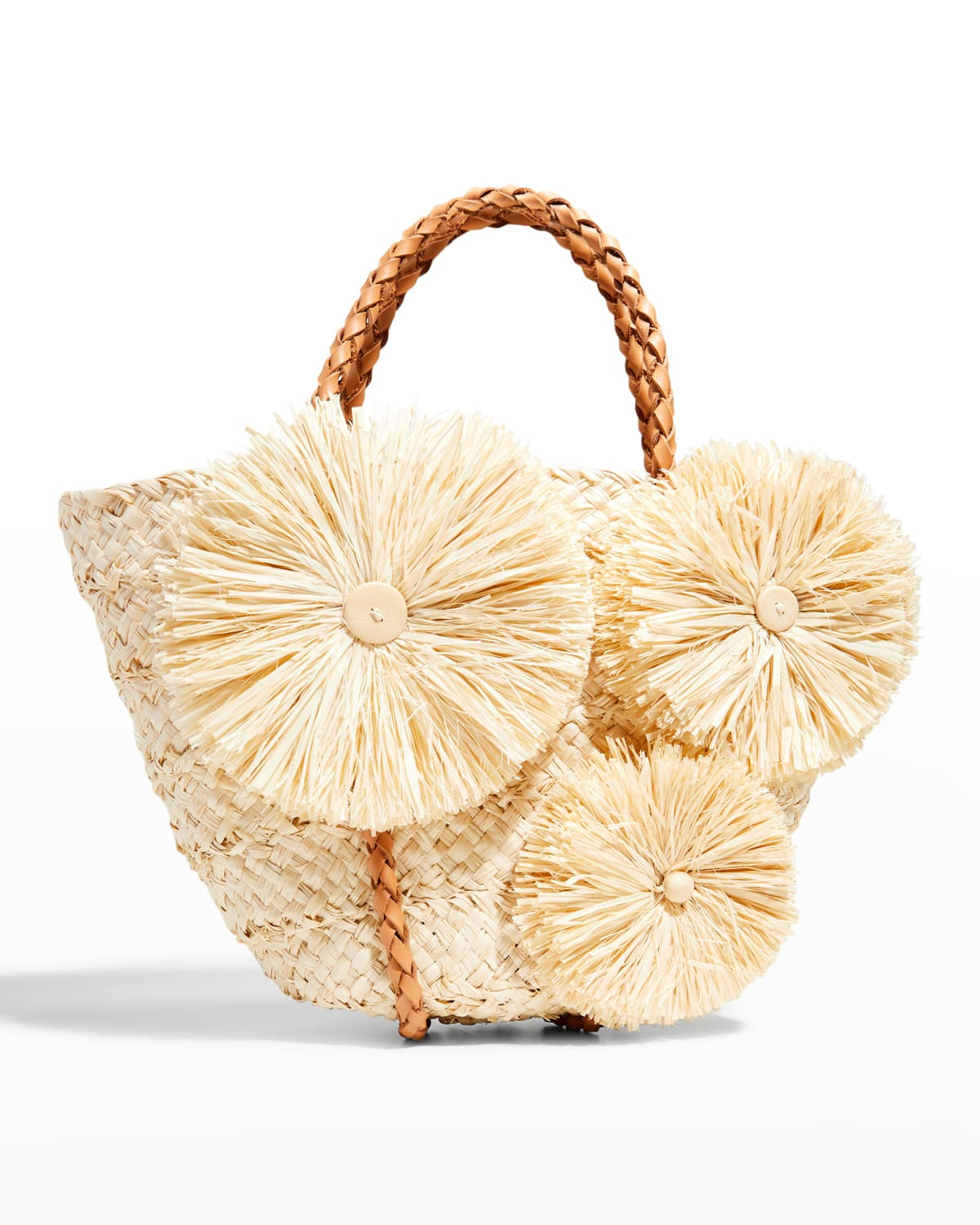 Braided Flower Raffia Tote Bag | Neiman Marcus