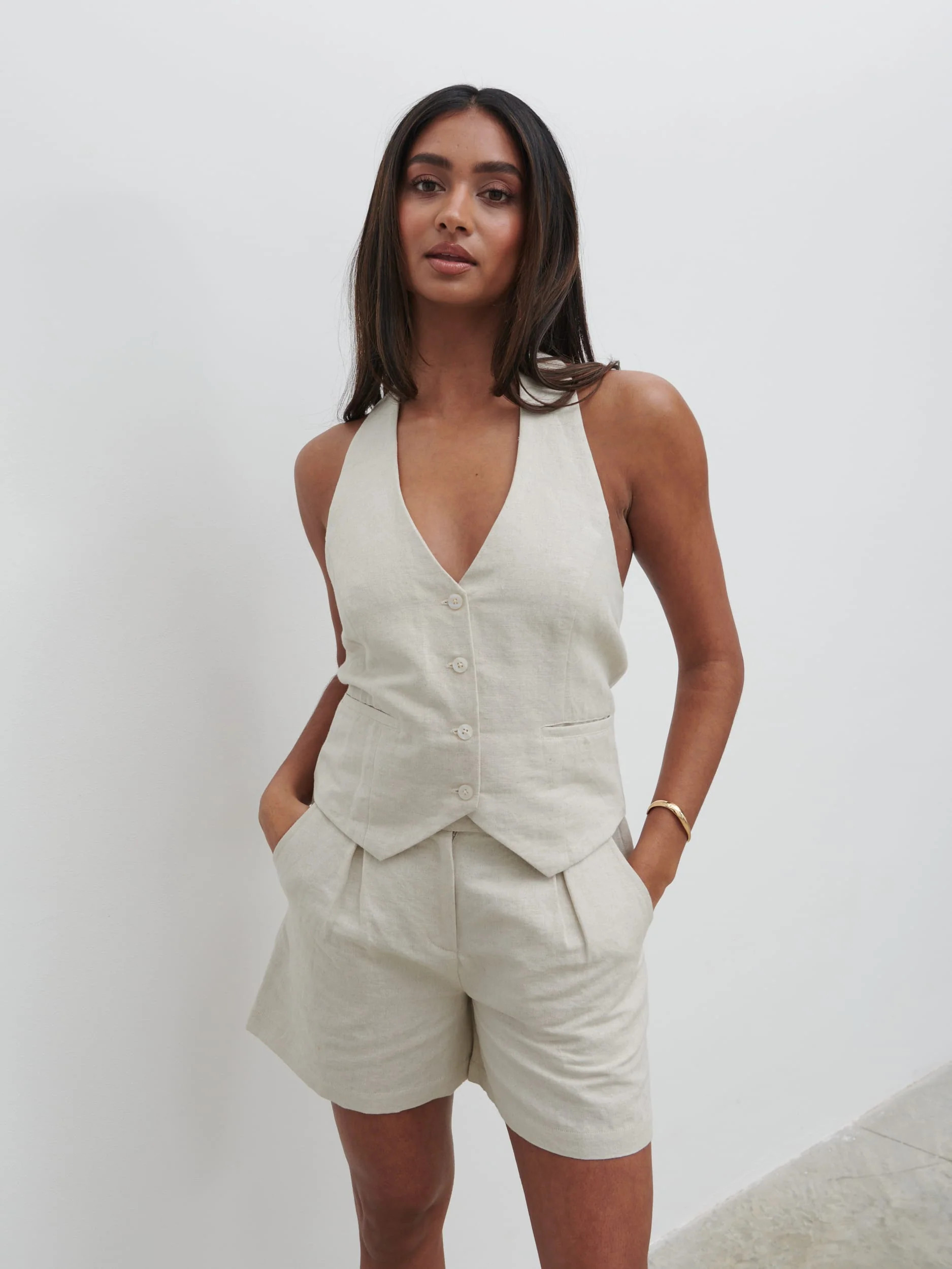 Natasha Halter Waistcoat - Natural | Pretty Lavish (UK)
