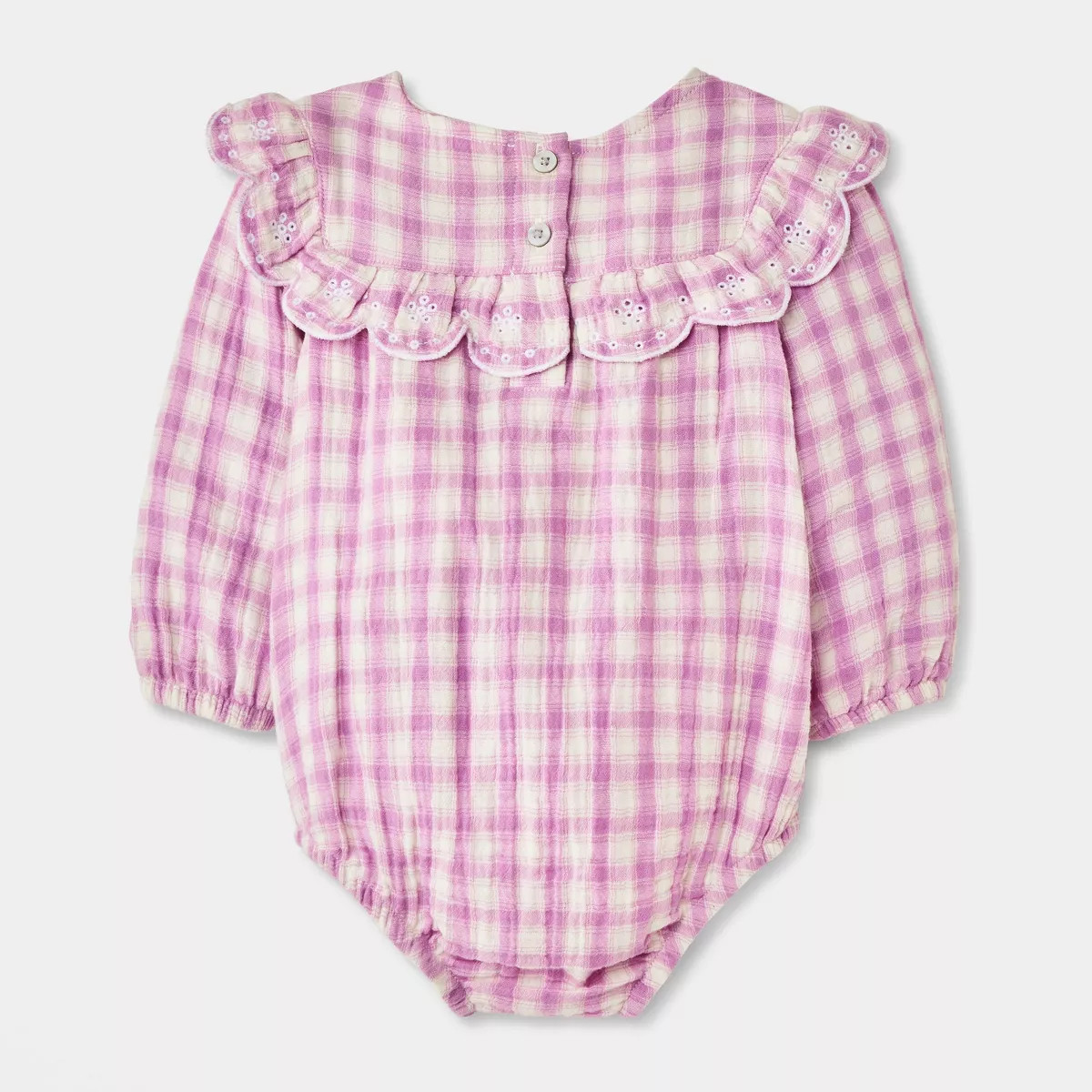 Baby Girls' Gingham Eyelet Bib Romper - Cloud Island\u2122 Purple 18M | Target