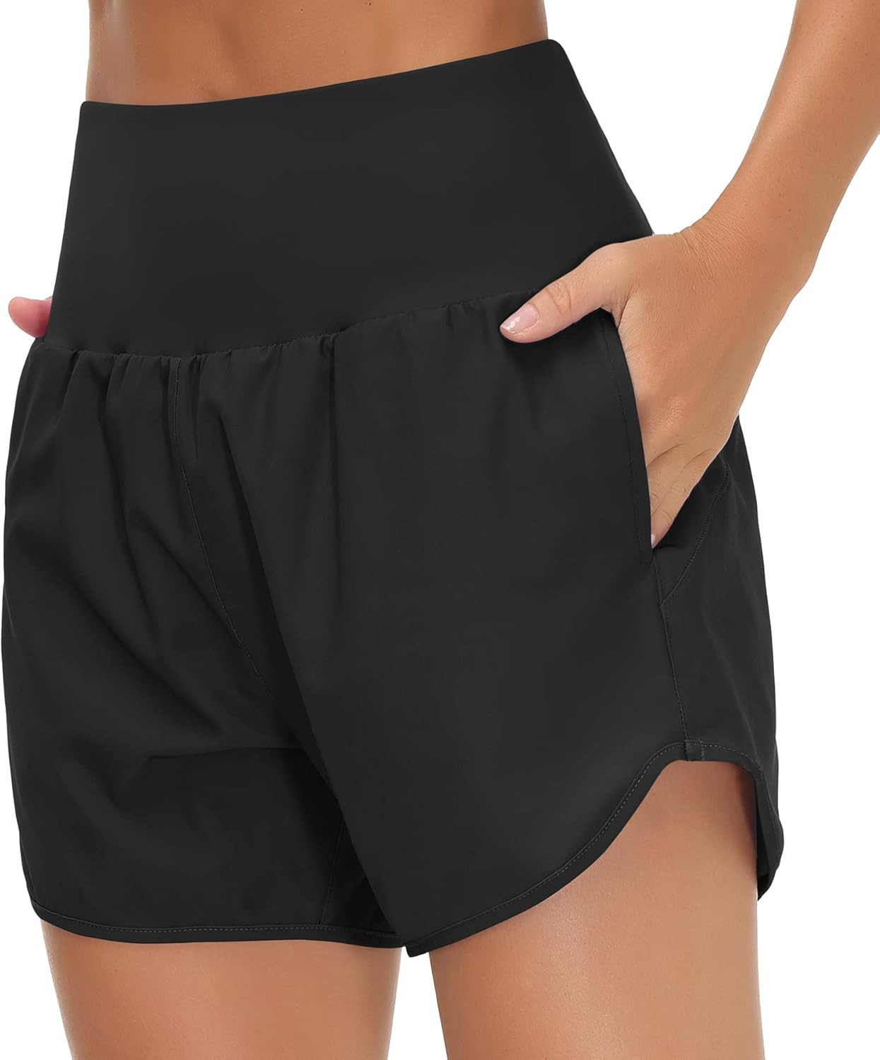 THE GYM PEOPLE Women’s High Waist Running Shorts with Liner Athletic Hiking Workout Shorts Zip ... | Amazon (US)