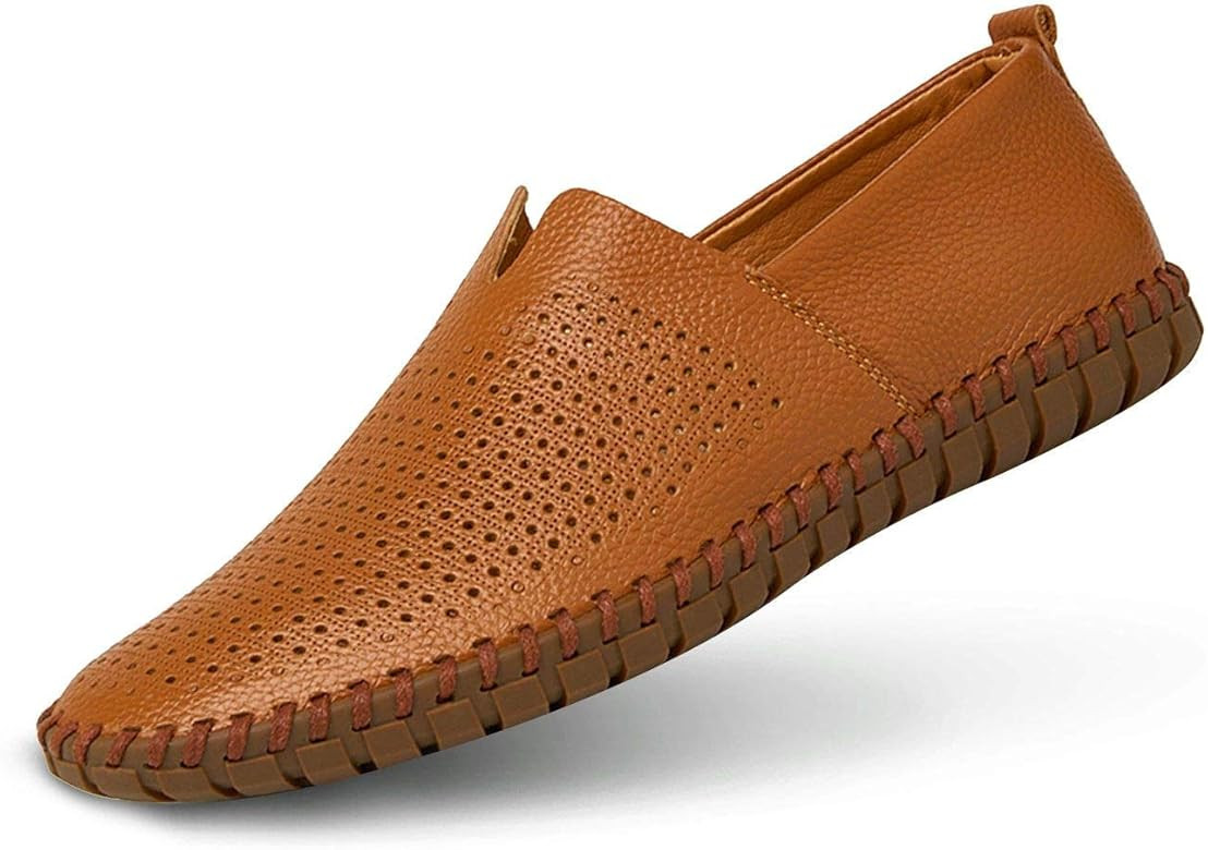 Men's Genuine Leather Loafer Shoes Slip On Soft Walking Driving Shoes | Amazon (US)