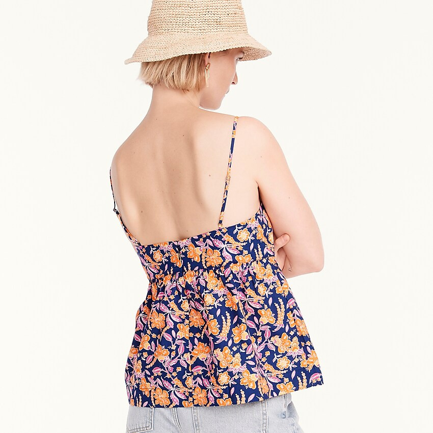 Flowy cotton poplin camisole in painted block print | J. Crew US