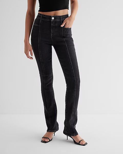 Mid Rise Washed Black Front Seam Skyscraper Jeans | Express