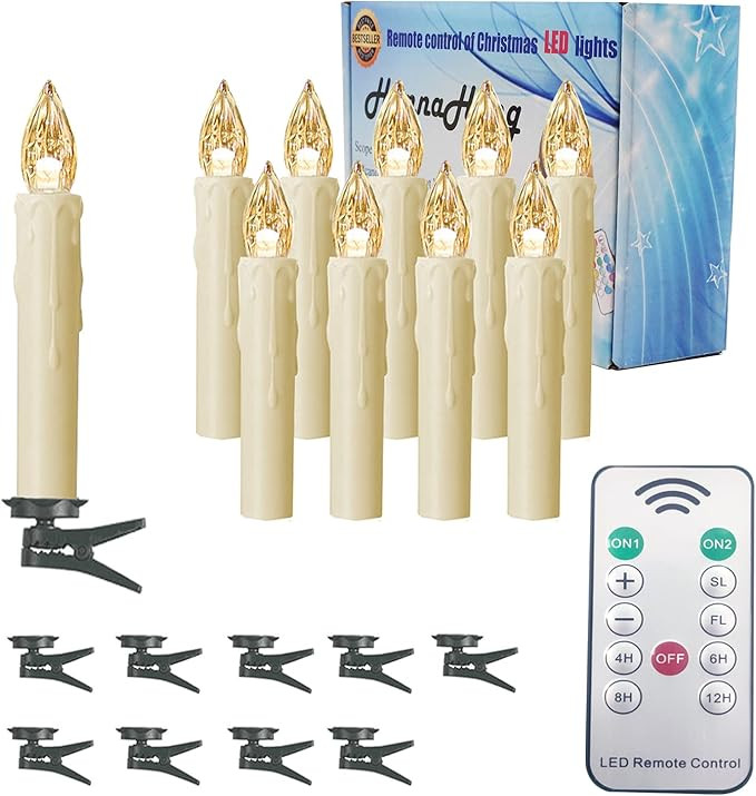 HANNAHONG 10 PCS LED Flameless Taper Candles with Remote,Small Mini Electric Dimmable Flickering ... | Amazon (CA)