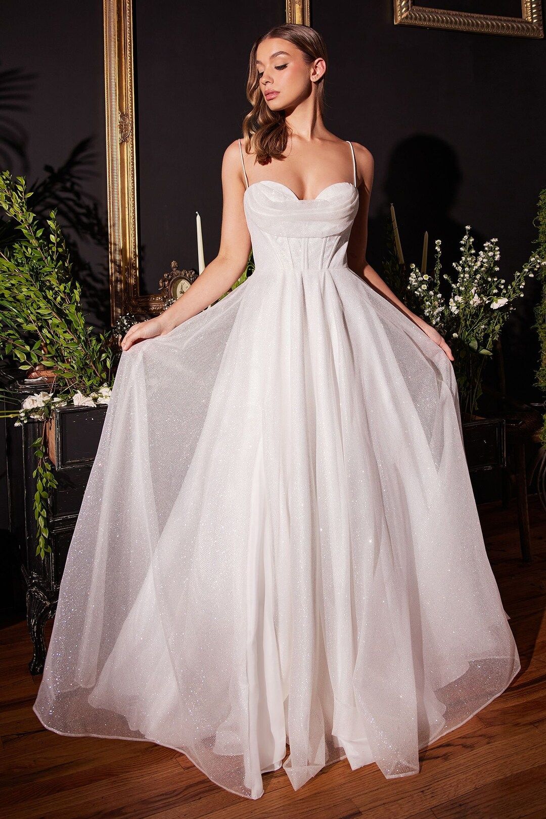 Glitter Flocked Wedding Formal & bridal ballgown | Glitter Sequin Evening Cute Formal Romantic We... | Etsy (US)