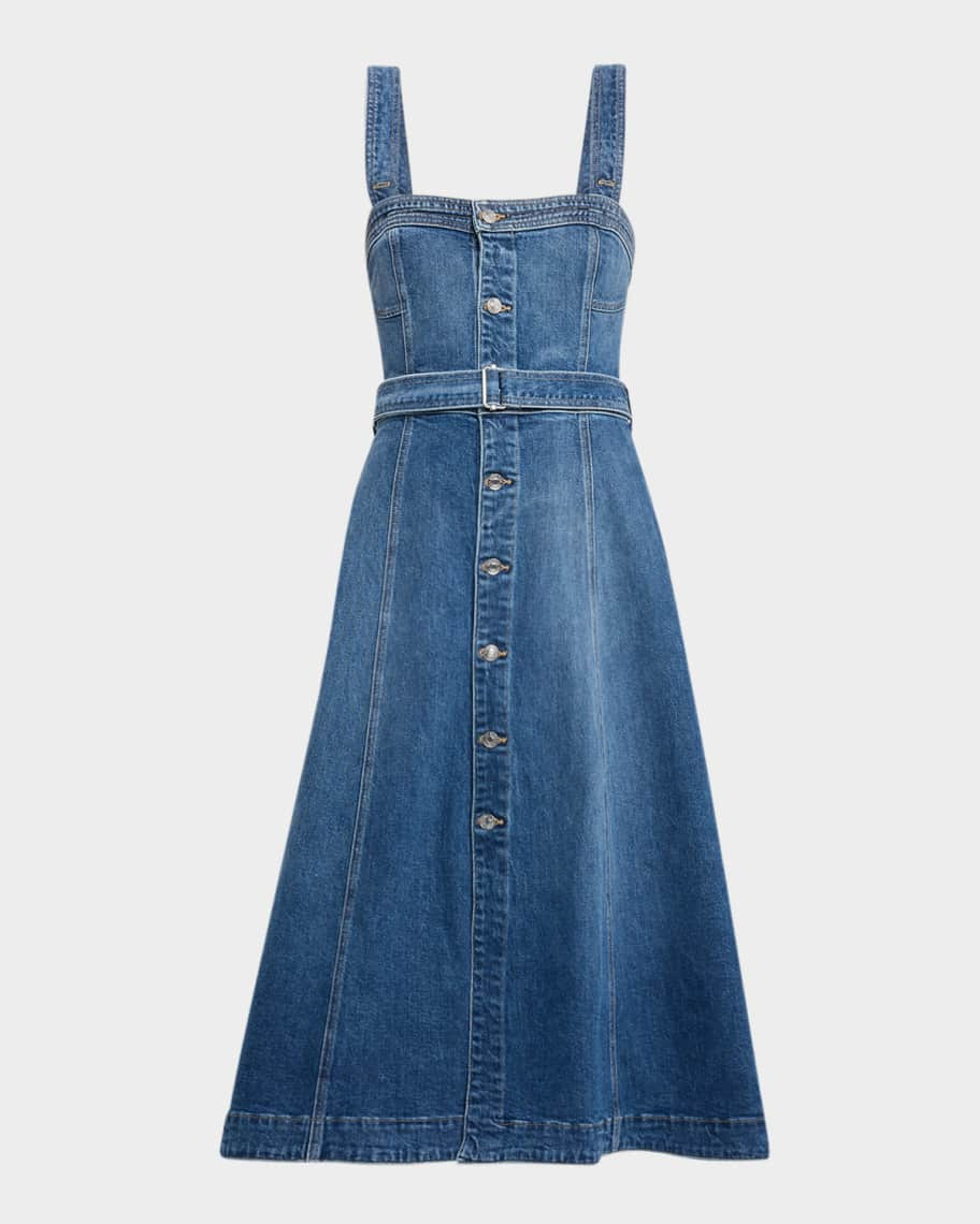 SIMKHAI Alba Denim Midi Dress | Neiman Marcus