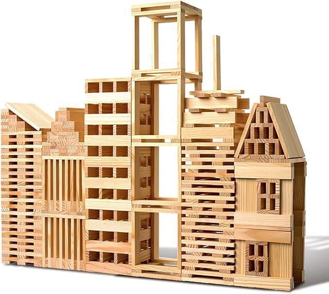 100pcs Classic Wooden Building Blocks Set Ages 3+,Solid STEM Building Toys for Kids, Preschool Le... | Amazon (US)