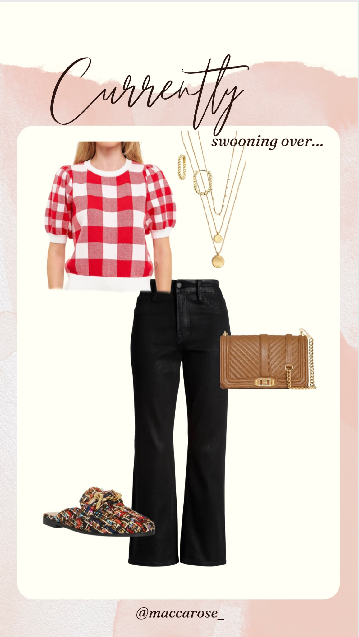 Fall outfit idea | casual chic | gingham | feminine style | black coated jeans | mules | preppy style | Steve Madden | fall style | fashion ideas | puff sleeve sweater | cozy and chic 

Sweater fits true to size 
Jeans fit true to size unless you’re between sizes size up. Stretchy but not super forgiving  

#LTKSeasonal #LTKstyletip #LTKxNSale