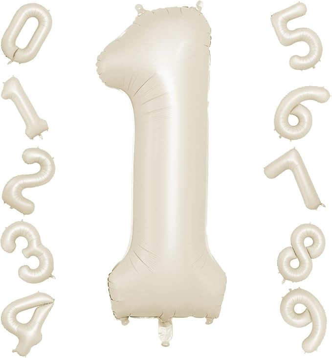 40 Inch Cream Number 1 Balloon, Beige Large 1st Birthday Balloons, Digital 1 Cream White Giant 1 ... | Amazon (US)