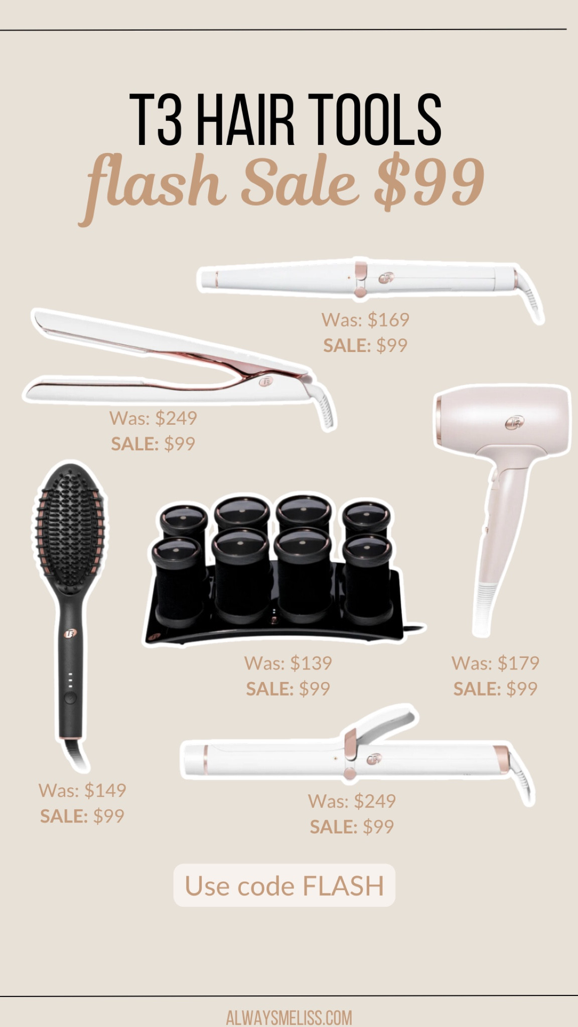 T3 is having a major sale!! Get some hair tools for only $99. Use code flash! Linking them here!

T3 beauty 
Hair Tools
Curling iron 

#LTKSaleAlert #LTKBeauty #LTKFindsUnder100