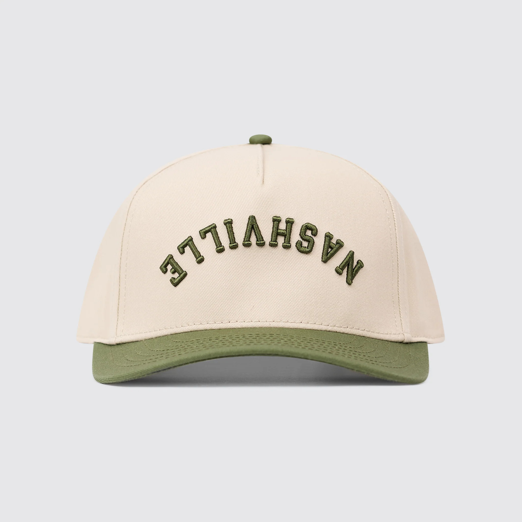 Upside Down Nashville Snapback [Olive/Cream] | The NASH Collection