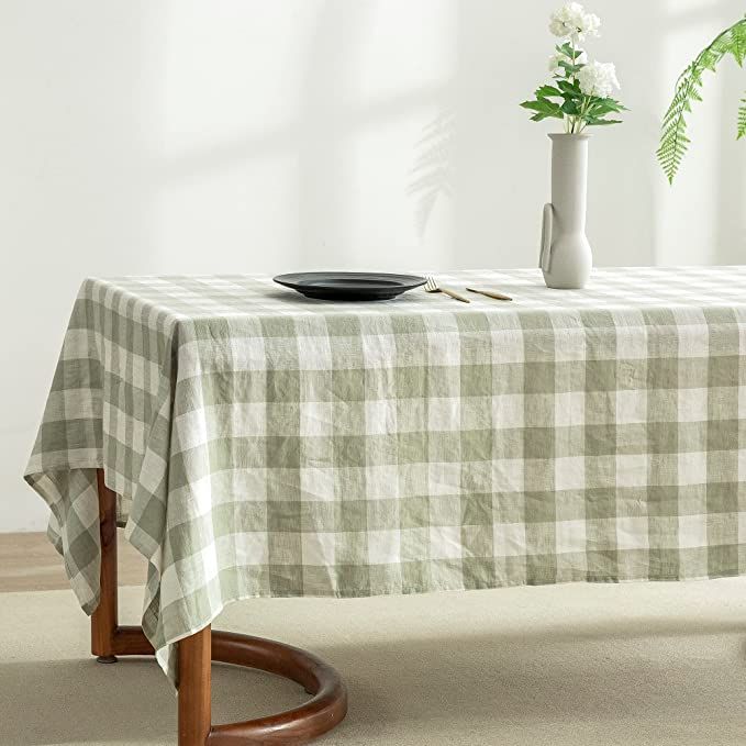 EVERLY 100% Yarn-Dyed Linen Rectangle Tablecloths 60x84Inches for Dining,Buffet Parties,Picnic,Ev... | Amazon (US)