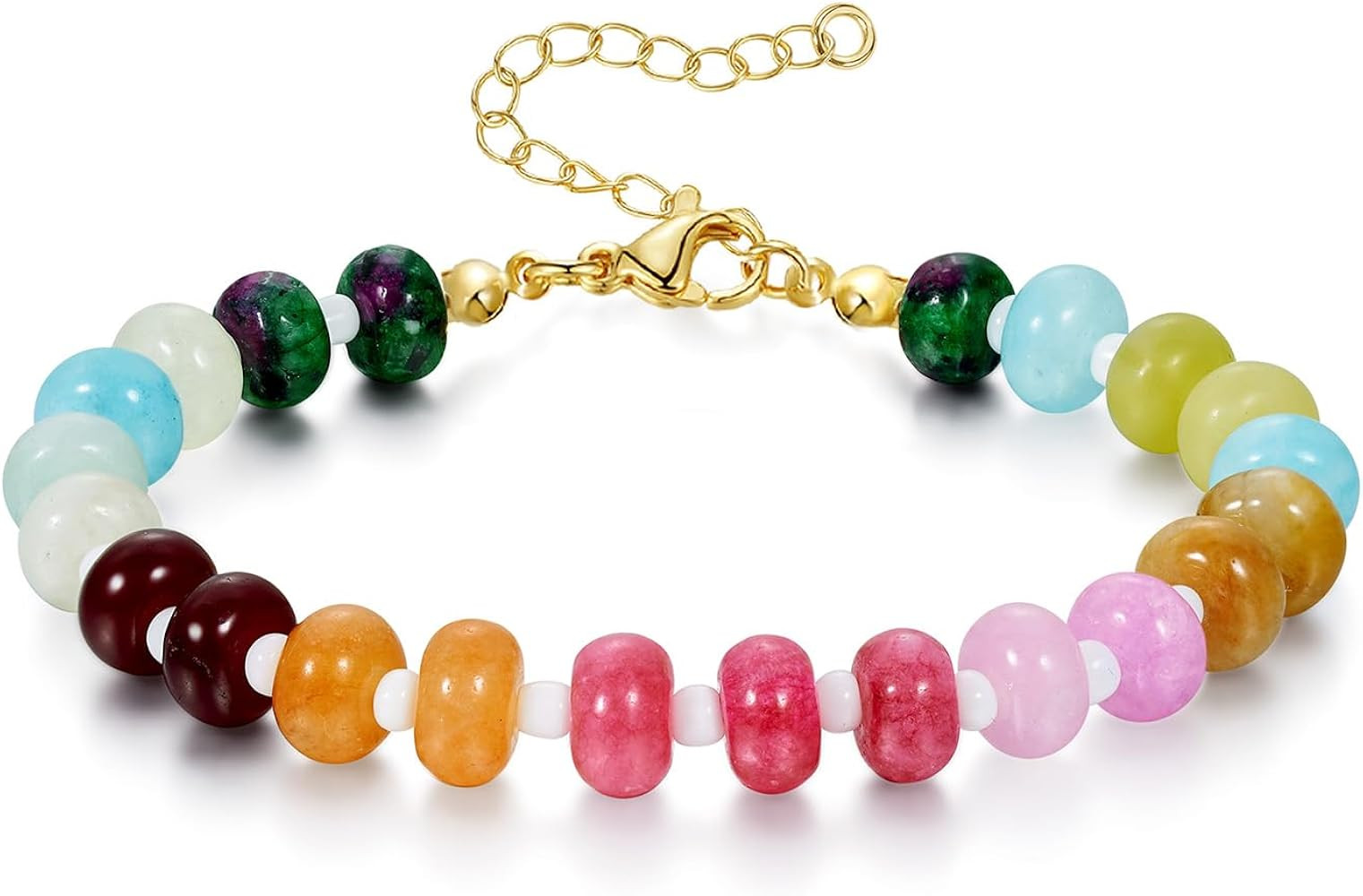 KissYan Beaded Bracelets for Women, Colorful Gemstone Boho Bead Bracelet for Beach, Natural Stone... | Amazon (US)