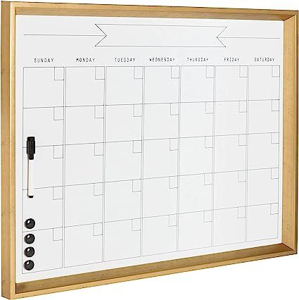 Kate and Laurel Calter Framed Magnetic Dry Erase Monthly Calendar, 21.5" x 27.5", Gold | Amazon (US)