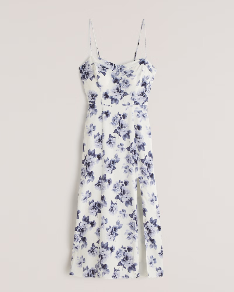 Women's Faux Silk High-Slit Midaxi Dress | Women's Dresses & Jumpsuits | Abercrombie.com | Abercrombie & Fitch (US)