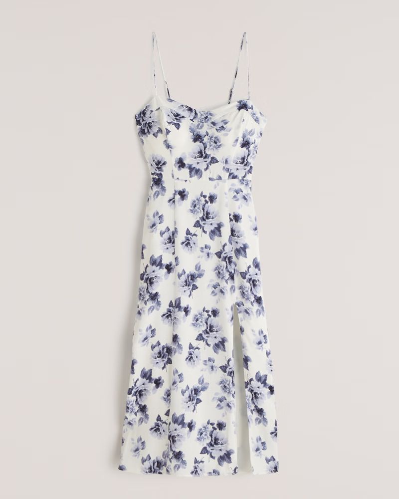 Faux Silk High-Slit Midaxi Dress | Abercrombie & Fitch (US)