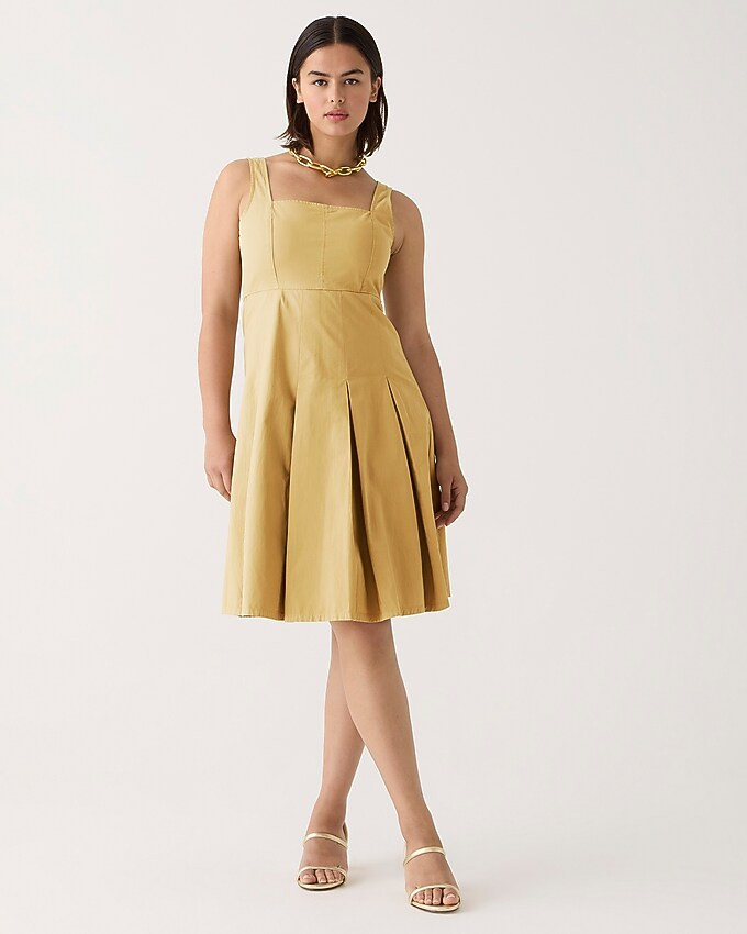 Pleated A-line chino dress | J. Crew US