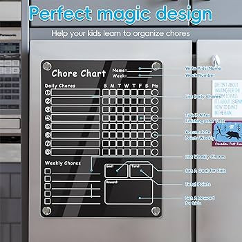 Acrylic Magnetic Chore Chart for Kids, Chore Board, Dry Erase Chore Chart, 12"x9.5" Transparent E... | Amazon (US)