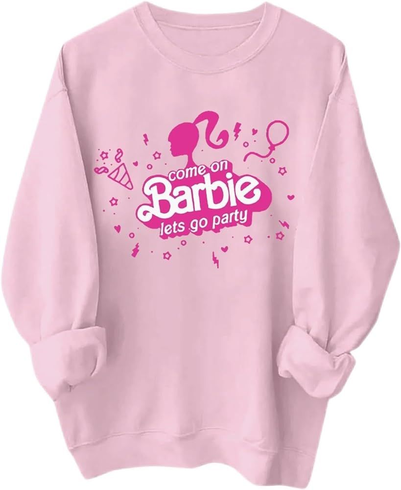 ANNAPU Bar-bie Come On Let's Go Party Sweatshirt Women Trendy Girls Shirt Cute Bachelorette Pullo... | Amazon (US)